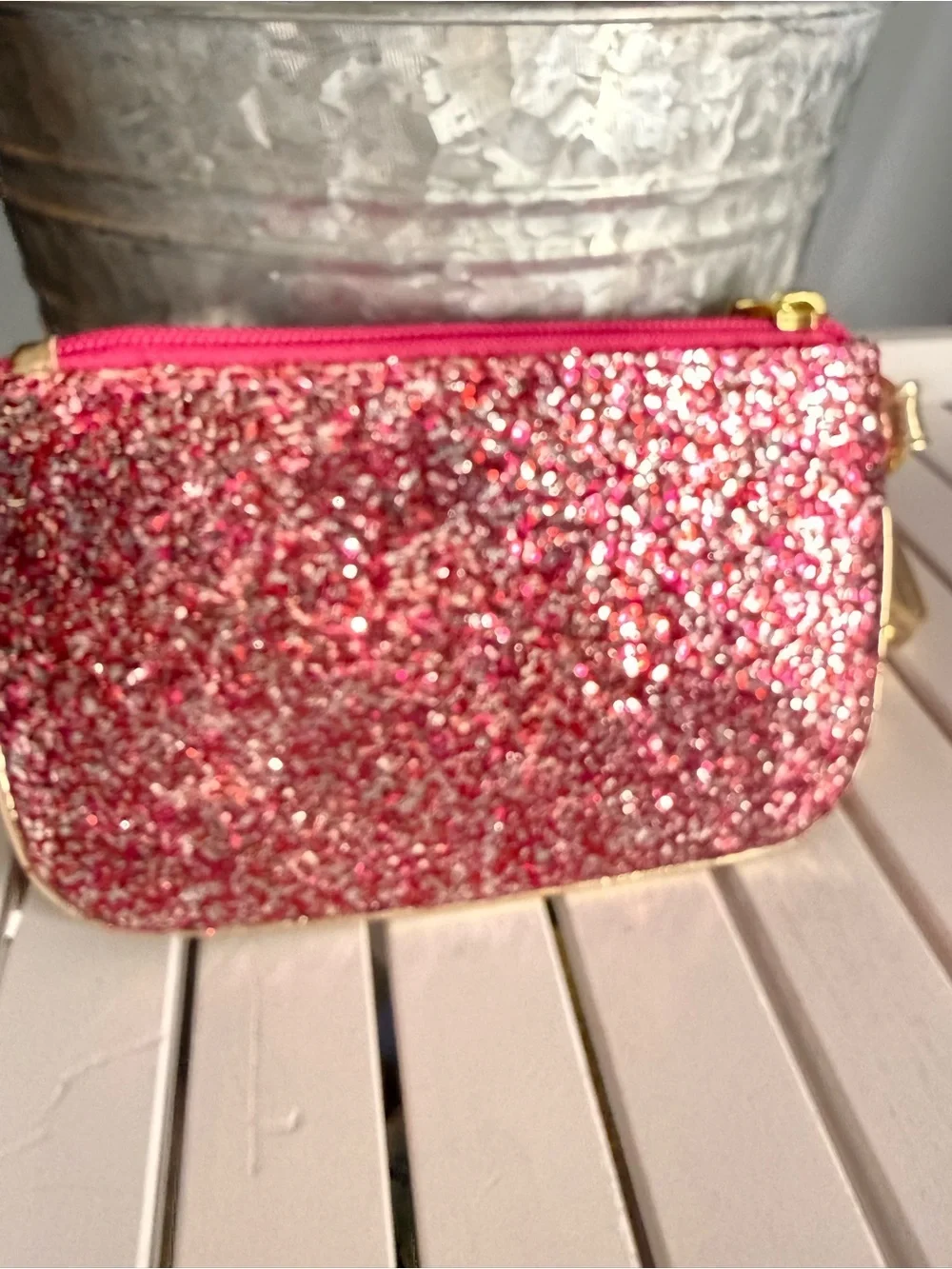 VINTAGE LILY PULITZER CLUTCH Pink Sparkle with Hand Strap EUC